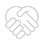 Handshake forming a heart shape icon.