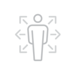 Icon of person with arrows pointing outward.