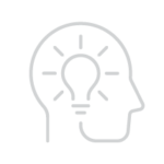 Outline of head with light bulb inside.