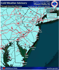 Weather map of New Jersey